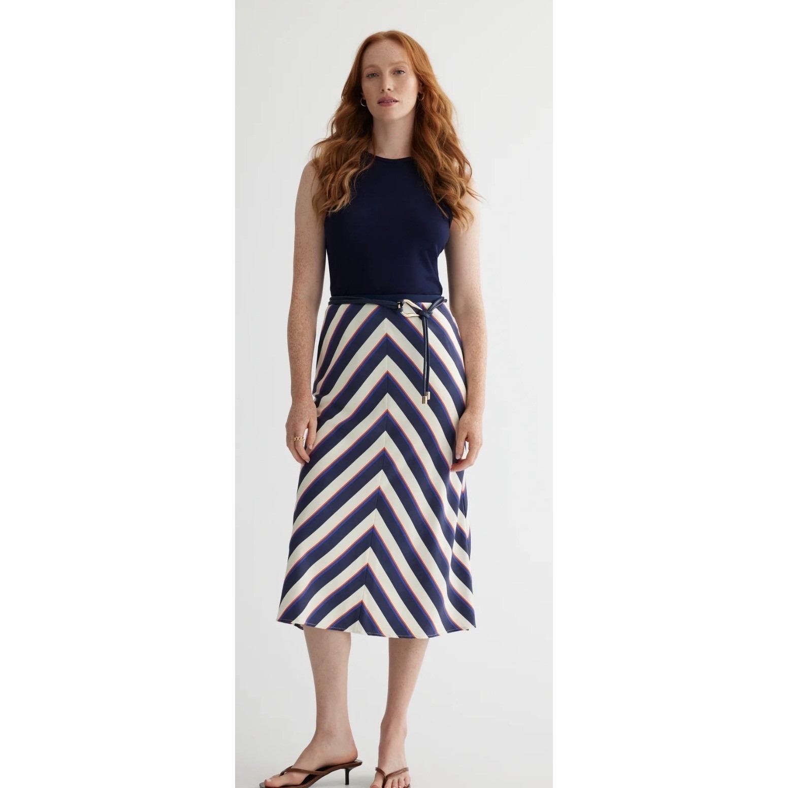 Iris Setlakwe Chevron Stripe Midi Skirt Size Msrp$415 Size Small